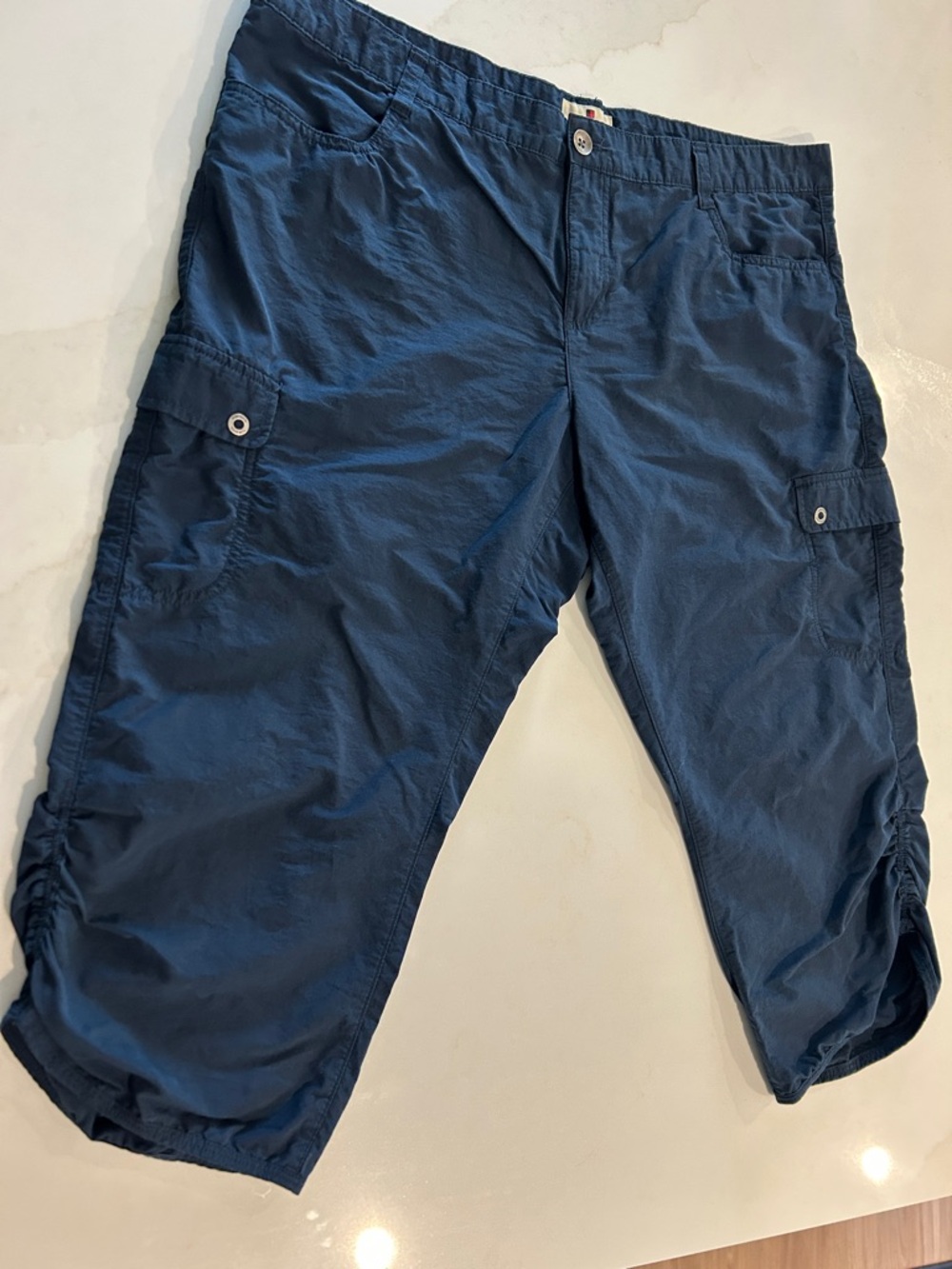 Blue Cropped Cargo Pants